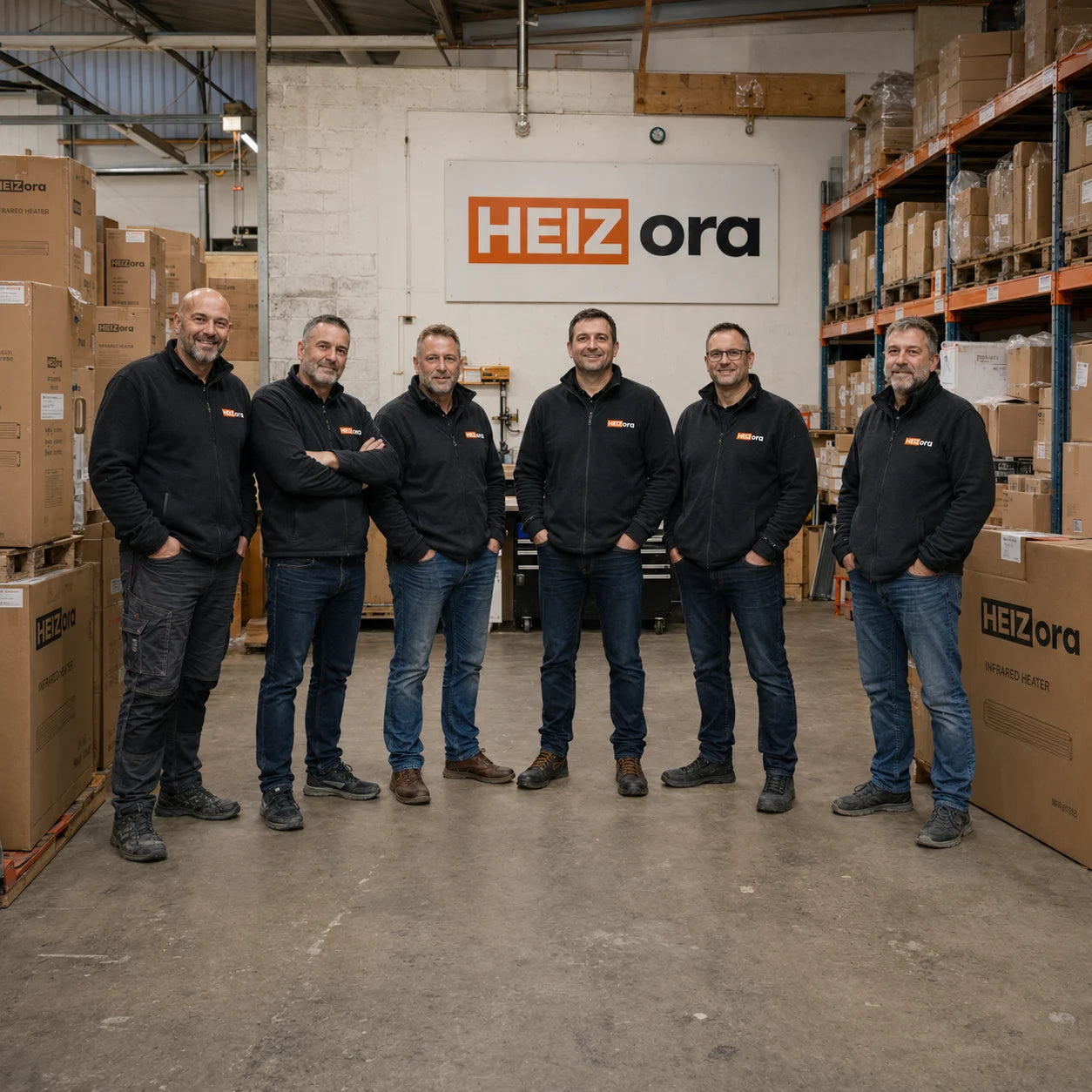 Das Heizora-Team im Lager